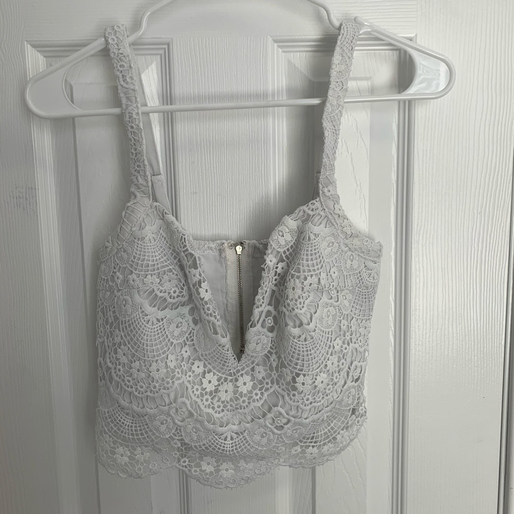White lace crop top
